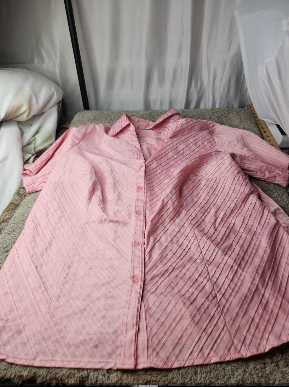 Women's Pink Short Sleeve Pleated Plus Blouse - Dressbarn - 18/20 W